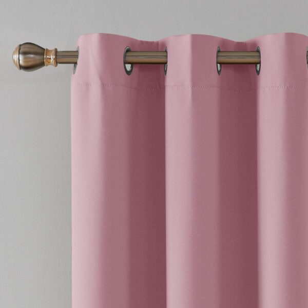 Stylish Baby Pink Window Curtains - 5 Feet Faux Silk Blackout Option - Image 3