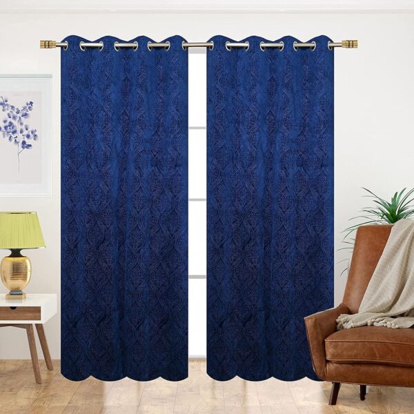 Stylish Window Curtains: IVAZA Velvet Embossed Thick Panels for Home Decor - Image 2