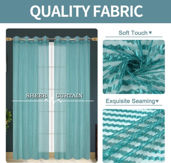 Stylish Window Curtains: FRESH FROM LOOM Chevron Sheer 5ft Long Door Panels - Image 3