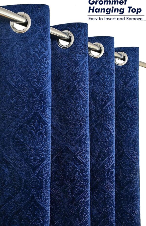 Stylish Window Curtains: IVAZA Velvet Embossed Thick Panels for Home Decor - Image 3