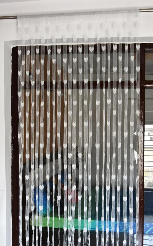 Stylish White Heart Shape Door Curtains for Elegant Home Decor - Image 2