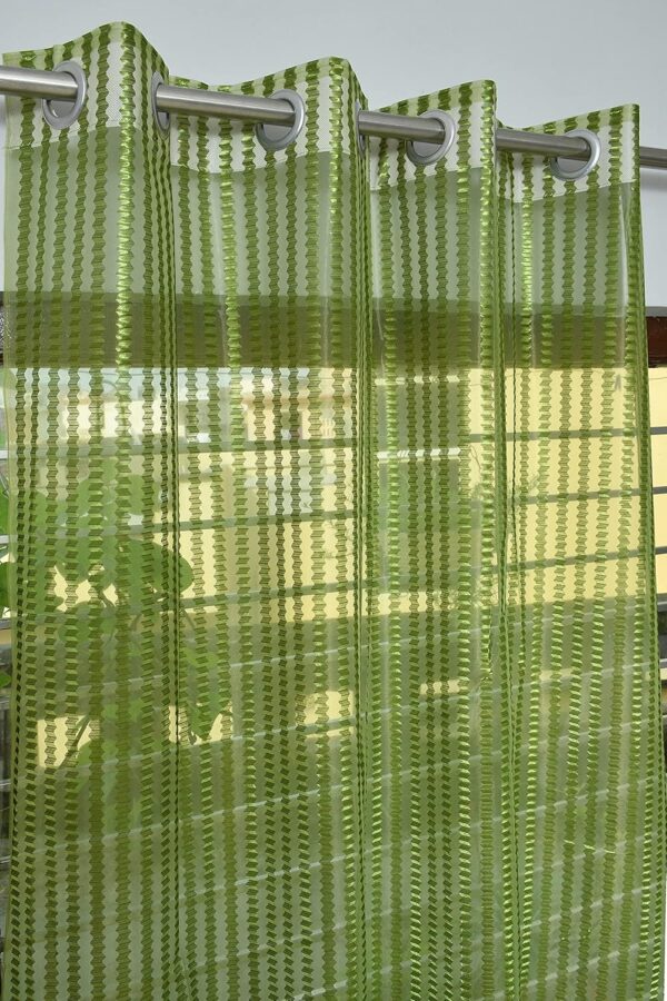 Stylish Green Window Curtains: Premium Sheer Floral Printed Net for Doors - Image 3