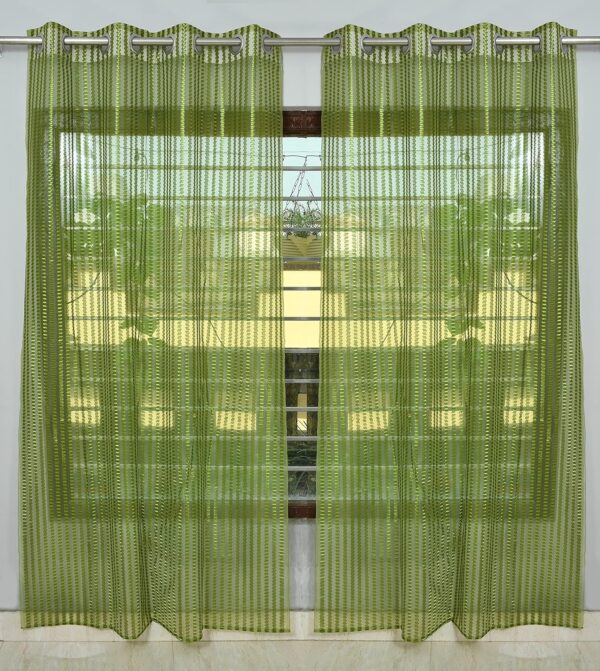 Stylish Green Window Curtains: Premium Sheer Floral Printed Net for Doors - Image 7