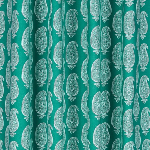 Elegant Paisley Blue Window Curtains - Solimo 100% Cotton Set of 2 - Image 3