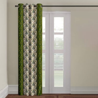 Elegant Door Curtains: Cortina Damask Light-Filtering Green Polyester for Any Room