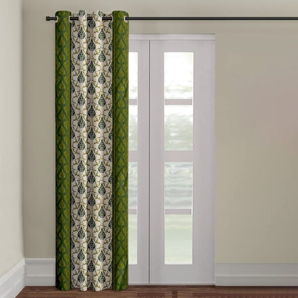 Elegant Door Curtains: Cortina Damask Light-Filtering Green Polyester for Any Room