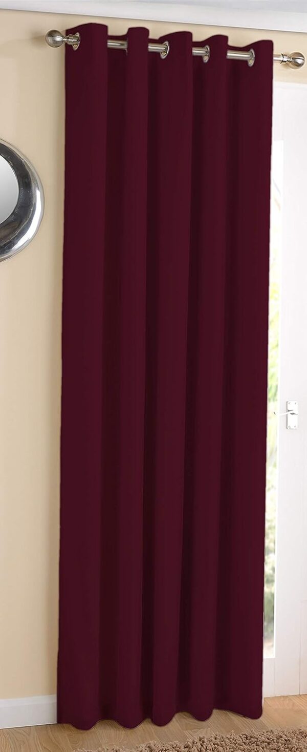 Elegant Maroon Door Curtains for Complete Room Darkening - 7Ft Opaque Design