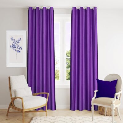 Stylish Purple Window Curtains for Kitchen and Bedroom – Grommet Design