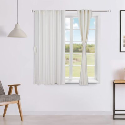 Stylish White Window Curtains: Solimo 100% Solid Cotton Rod Pocket Set of 2