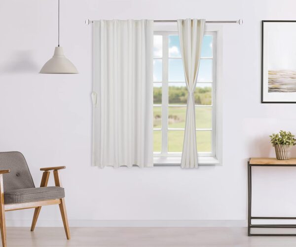 Stylish White Window Curtains: Solimo 100% Solid Cotton Rod Pocket Set of 2