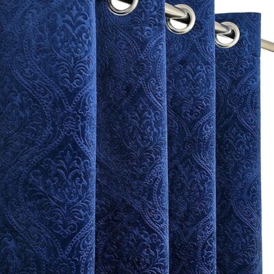 Stylish Window Curtains: IVAZA Velvet Embossed Thick Panels for Home Decor