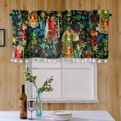 Stylish Window Curtains: Ravaiyaa Hand Printed Cotton Valance for Your Kitchen