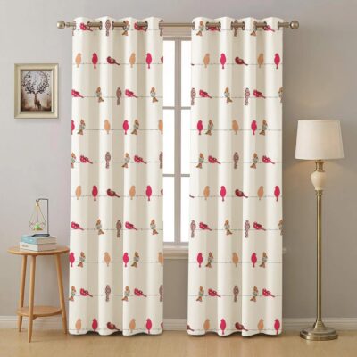 Stylish Window Curtains for Room Darkening – Hummingbird Red Set of 2