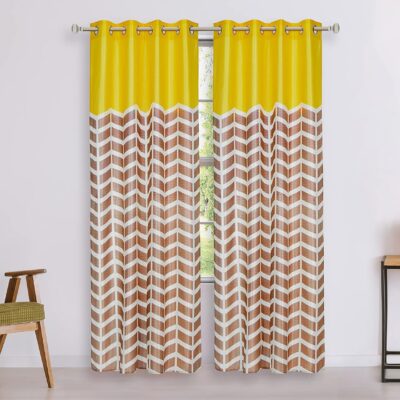 Stylish Yellow Door Curtains – Solimo Striped Print, Light-Filtering, 2 Panels