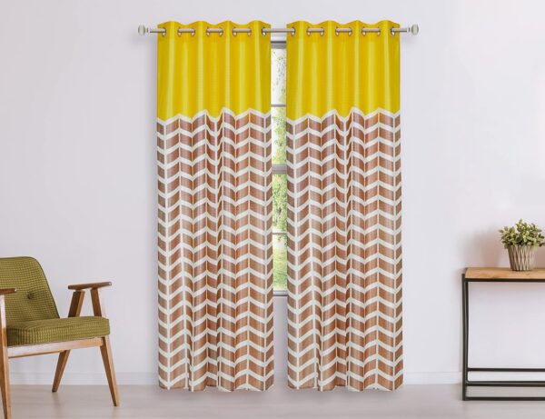 Stylish Yellow Door Curtains - Solimo Striped Print, Light-Filtering, 2 Panels